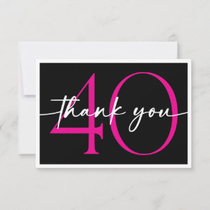 Modernes Minimal-Pink Vierzig Fabelhaft Script Geb Dankeskarte
