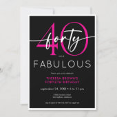 Modernes Minimal Pink Vierzig Fabelhaft Script Geb Einladung (Vorderseite)