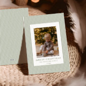 Modernes Minimal Pinstripe Weihnachtsfamilien Foto Feiertagskarte