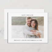 Modernes MINIMAL-Portrait-Foto SAVE THE DATE Ankündigungspostkarte (Vorne/Hinten)