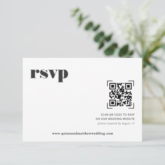 Modernes Minimal | QR Code Wedding RSVP (Stehend Vorderseite)