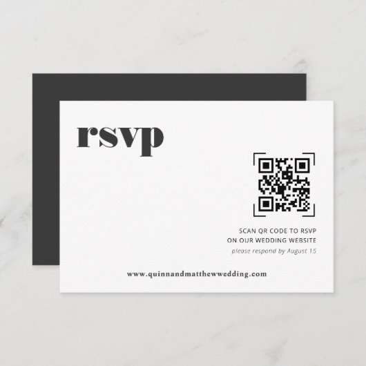 Modernes Minimal | QR Code Wedding RSVP (Vorne/Hinten)