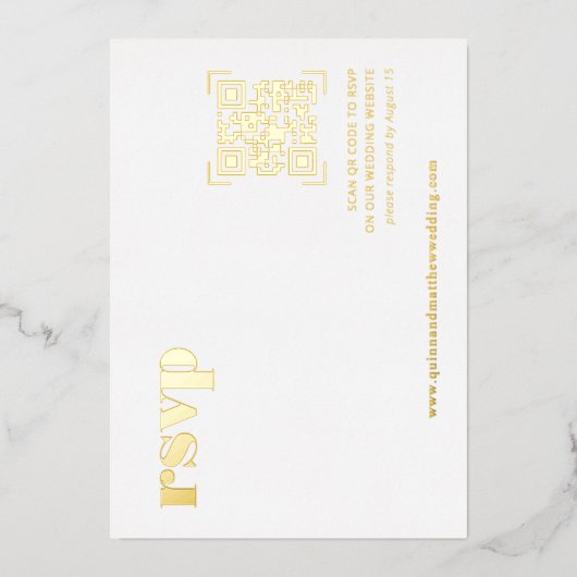 Modernes Minimal | QR Code Wedding RSVP Card Folieneinladung (Vorderseite)