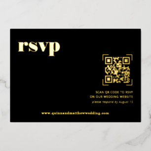 Modernes Minimal QR Code Wedding RSVP Card Folieneinladung