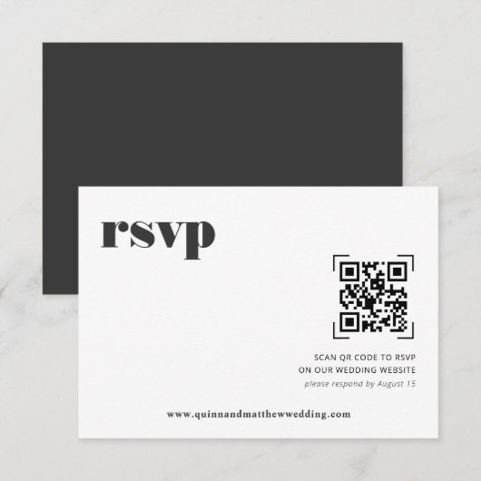 Modernes Minimal | QR Code Wedding RSVP Karte (Vorne/Hinten)