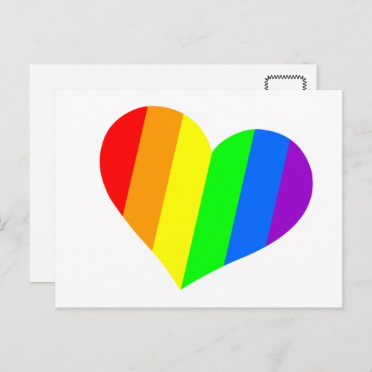 Modernes Minimal-Rainbow-Herz Postkarte (Vorne/Hinten)