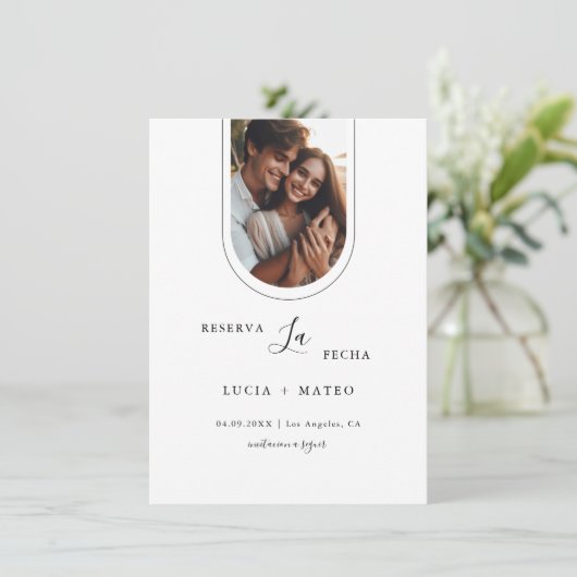 Modernes Minimal Reserva La Fecha Spanisches Foto Save The Date (Stehend Vorderseite)
