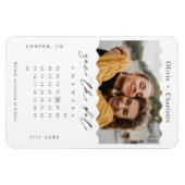 Modernes Minimal Retro Wavy Foto Stilvoller Kalend Magnet (Horizontal)