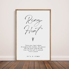 Modernes Minimal Ring Hunt Brautparty Spielzeichen Poster