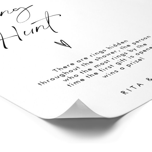 Modernes Minimal Ring Hunt Brautparty Spielzeichen Poster (Ecke)