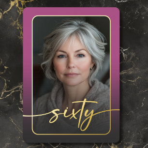 Modernes Minimal Rosa Foto 60. Geburtstag Folieneinladung