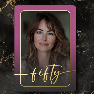 Modernes Minimal Rosa Foto Fünfzigjährig Folieneinladung