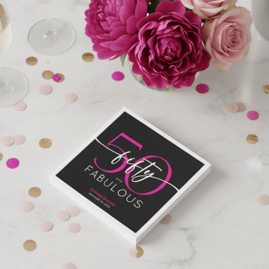 Modernes Minimal Rosa Fünfzig Fabelhaft Schriftzug Serviette