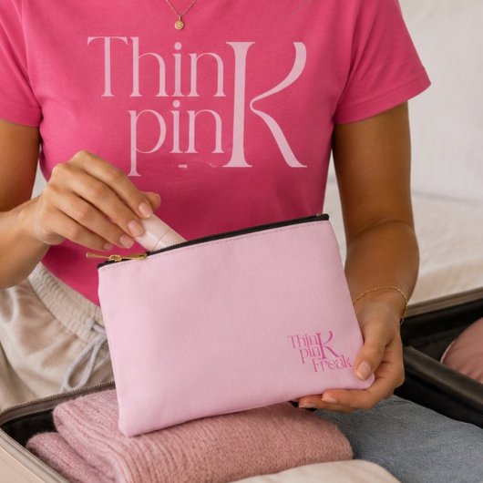 Modernes Minimal Rosa Monogramm Think Pink Freak Zubehörtasche