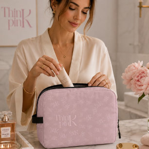 Modernes Minimal Rosa Monogramm Think Pink  Waschbeutel