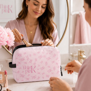 Modernes Minimal Rosa Monogramm Think Pink Waschbeutel