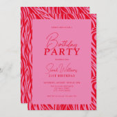Modernes Minimal Rosa Rot 21. Geburtstag Einladung (Vorne/Hinten)