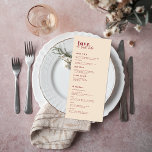 Modernes Minimal | Rosa und rotes Hochzeitmenü Menükarte<br><div class="desc">Schöne Menükarten, um Ihre Tischeinstellungen bei Ihrer Hochzeit oder beim nächsten Party zu ergänzen. Es wird nicht viel romantischer als diese Farbkombination. Wie ein zarter Hochzeitskuss sind atemberaubende Rosa- und Bonbonfarben absolut romantisch und süß! Mit dieser Farbkombination ist jeder Hochzeitstag wunderschön, harmonisch und schön. Fügen Sie diesem Design Ihre benutzerdefinierte...</div>