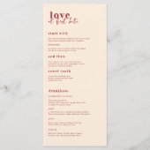 Modernes Minimal | Rosa und rotes Hochzeitmenü Menükarte (Vorderseite)