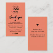 Modernes Minimal Rosa Vielen Dank, dass Sie kleine Visitenkarte (Vorne/Hinten)