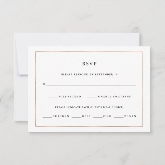 Modernes Minimal | Rose Gold Border Meet Choice UA RSVP Karte (Vorderseite)