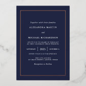 Modernes Minimal | Rose Gold Foil Border Wedding Folieneinladung (Vorderseite)