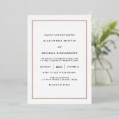 Modernes Minimal | Rose Gold Foil Border Wedding Folieneinladung (Stehend vorne)