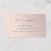 Modernes Minimal-Rose-Goldgrün-Monogramm  Visitenkarte (Rückseite)