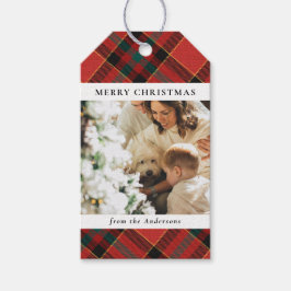 Modernes Minimal Rot & Grün Weihnachtsfamilien Fot Geschenkanhänger