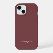 Modernes Minimal rotes Monogramm mit vollständigem iPhone 15 Hülle (Rückseite)