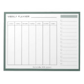 Modernes Minimal Sage Green Weekly Planer Notepad Notizblock (Vorderseite)