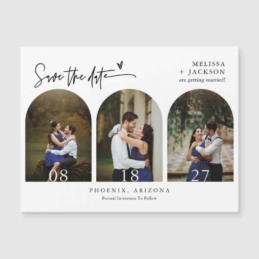 Modernes Minimal Save the Date Arch Foto Magnet (Vorderseite)
