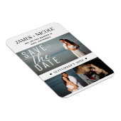 Modernes Minimal Save the Date Hochzeit 3 Fotos Magnet (Rechte Seite)