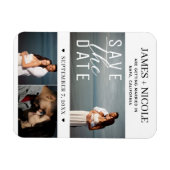 Modernes Minimal Save the Date Hochzeit 3 Fotos Magnet (Horizontal)