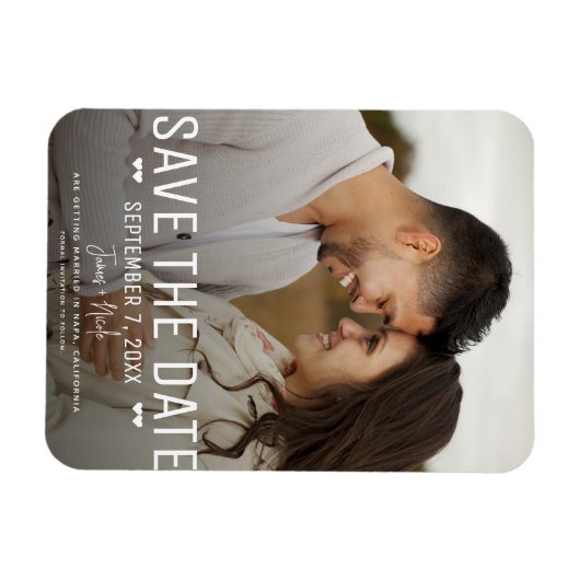 Modernes Minimal Save the Date Hochzeitsstift Magnet (Horizontal)