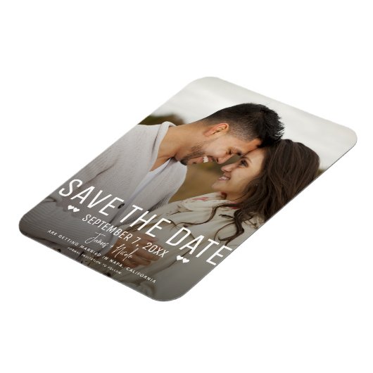 Modernes Minimal Save the Date Hochzeitsstift Magnet (Linke Seite)