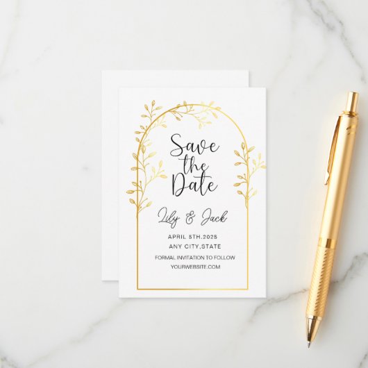 Modernes Minimal Save the Date, Minimal einfach Begleitkarte (Vorderseite/Rückseite Beispiel)