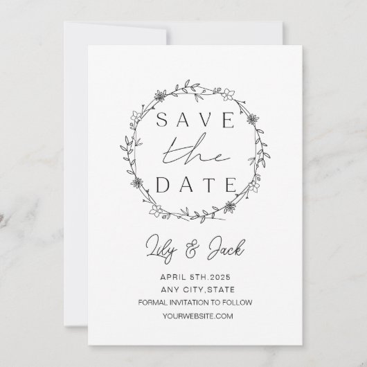 Modernes Minimal Save the Date, Minimal einfach Date (Vorderseite)