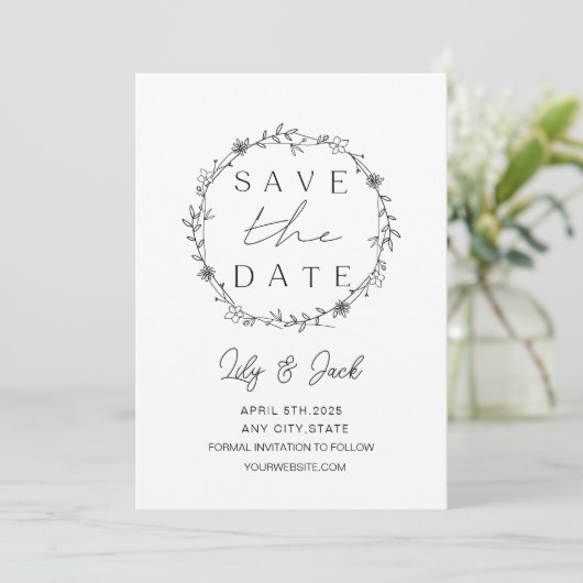Modernes Minimal Save the Date, Minimal einfach Date (Stehend Vorderseite)