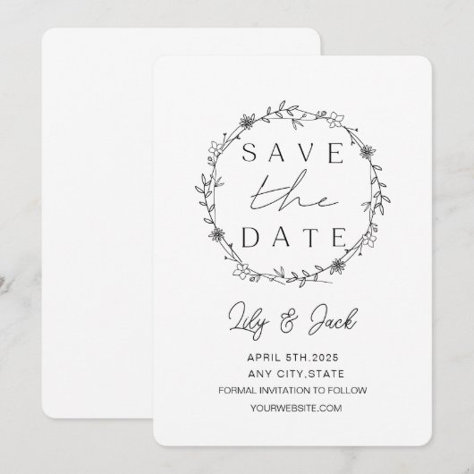 Modernes Minimal Save the Date, Minimal einfach Date (Vorne/Hinten)