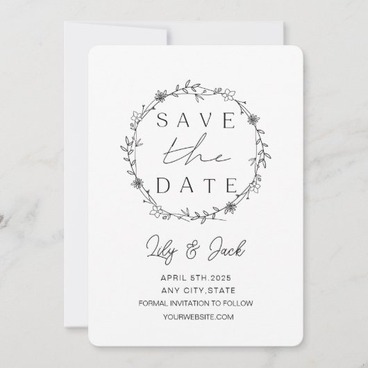 Modernes Minimal Save the Date, Minimal einfach Save The Date (Vorderseite)
