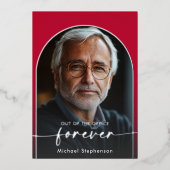 Modernes Minimal Scarlet Red Retirement Party Folieneinladung (Vorderseite)