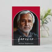 Modernes Minimal Scarlet Red Retirement Party Folieneinladung (Stehend vorne)