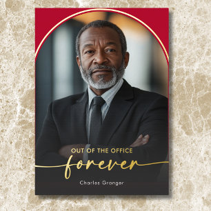 Modernes Minimal Scarlet Red Retirement Party Folieneinladung