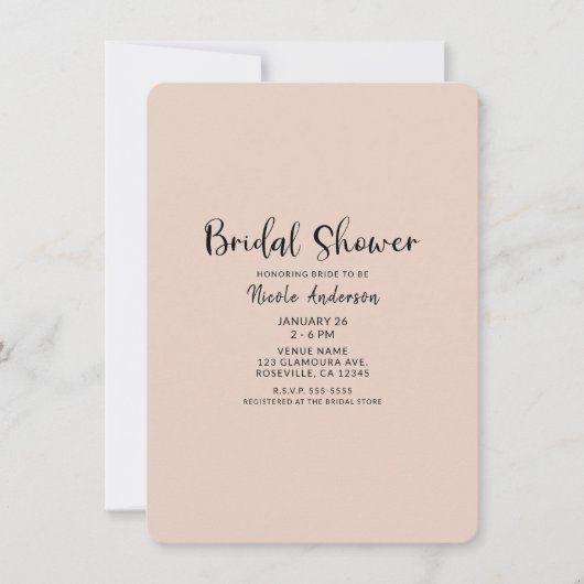 Modernes Minimal Schwarz Typ JEDES FARBBrautparty Einladung (Vorderseite)