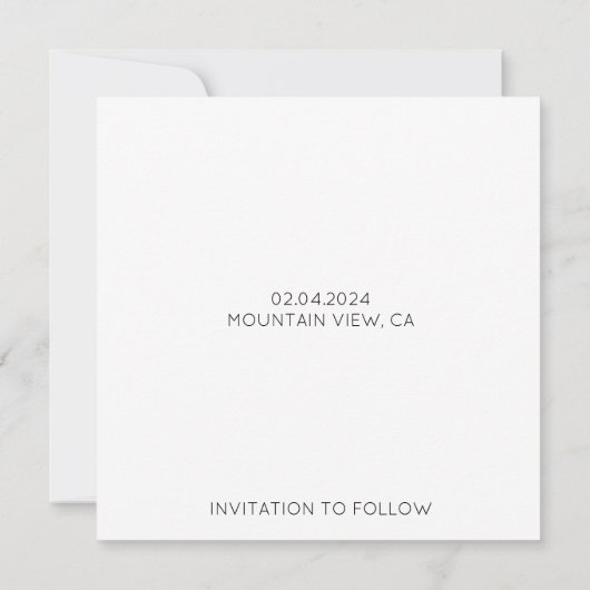 Modernes Minimal Schwarz-Weiß-Foto Save The Date (Rückseite)