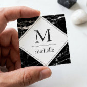 Modernes Minimal Schwarz-weiß-Marmormonogramm-Logo Quadratische Visitenkarte
