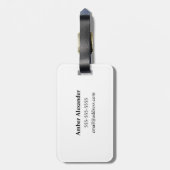 Modernes Minimal Schwarz/Weiß Monogramm Gepäckanhänger (Rückseite vertikal)