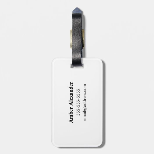 Modernes Minimal Schwarz/Weiß Monogramm Gepäckanhänger (Rückseite vertikal)