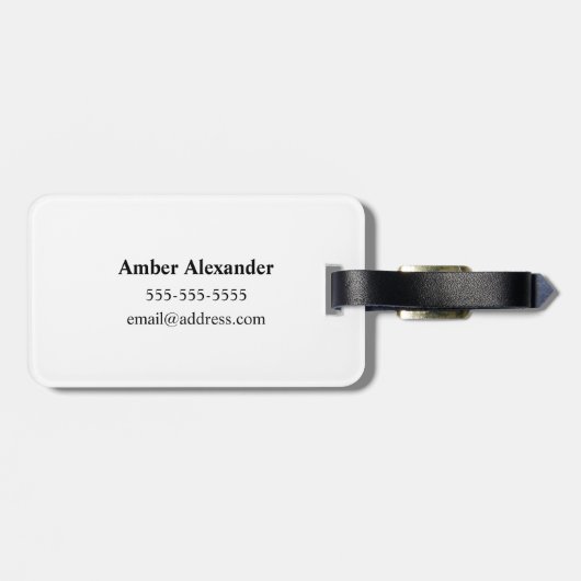 Modernes Minimal Schwarz/Weiß Monogramm Gepäckanhänger (Rückseite horizontal)